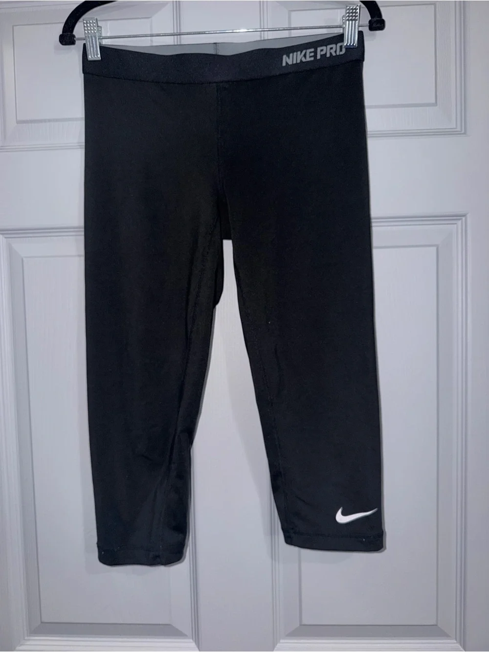 Nike Black Capri Leggings with White Swoosh